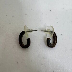 Small Hoop Earrings Stud Copper Tone Curl‎ Dainty Everyday Swirl Brutalist